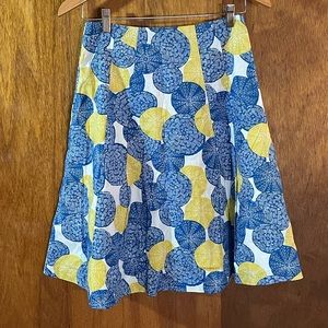 BODEN Blue & Yellow Circle Skirt Sz 4